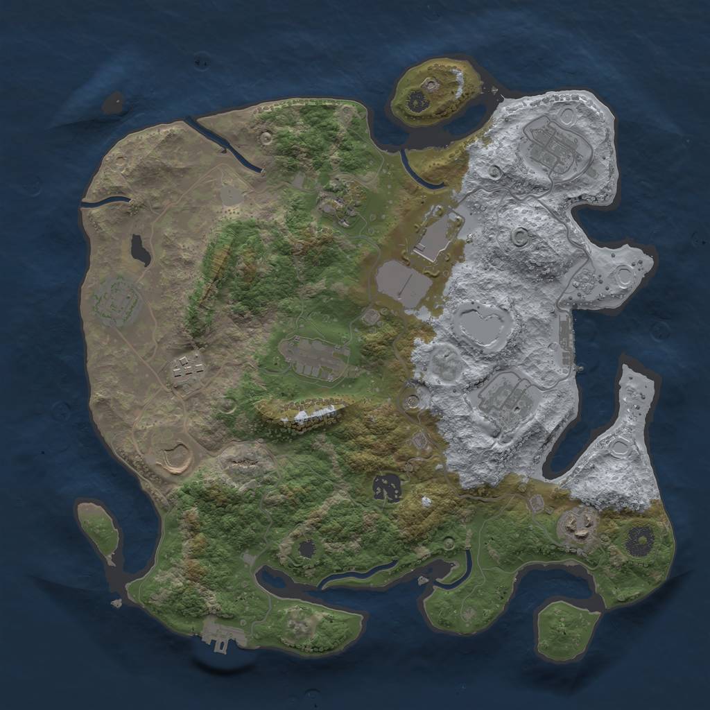 Rust Map: Procedural Map, Size: 3500, Seed: 1446777764, 19 Monuments