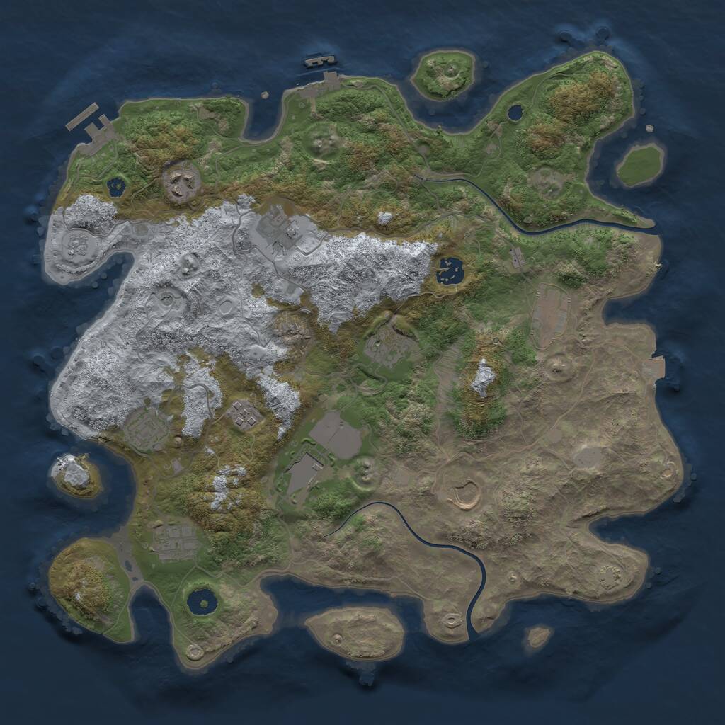 Rust Map: Procedural Map, Size: 3850, Seed: 44756073, 16 Monuments