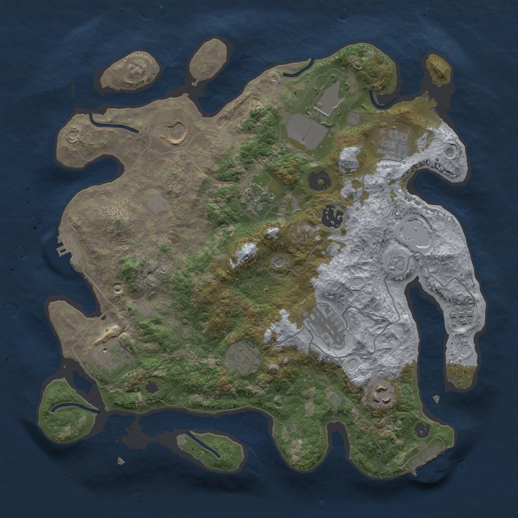 Rust Map: Procedural Map, Size: 3500, Seed: 519189645, 19 Monuments