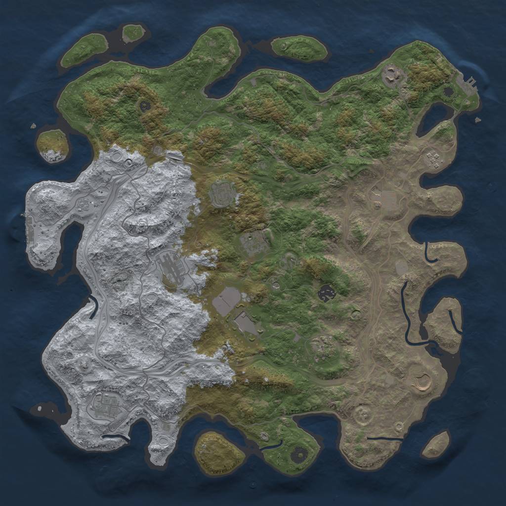 Rust Map: Procedural Map, Size: 4500, Seed: 140206735, 20 Monuments