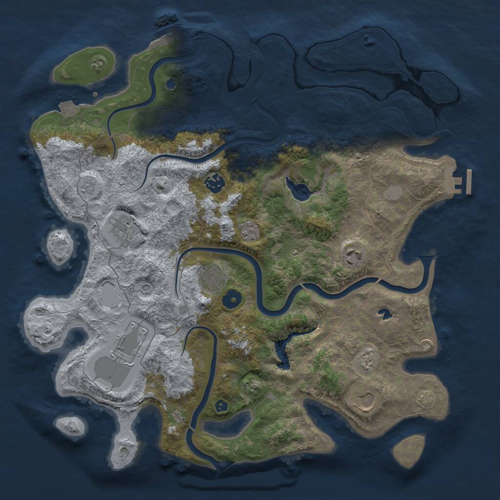 Rust Map: Procedural Map, Size: 4000, Seed: 7831, 13 Monuments