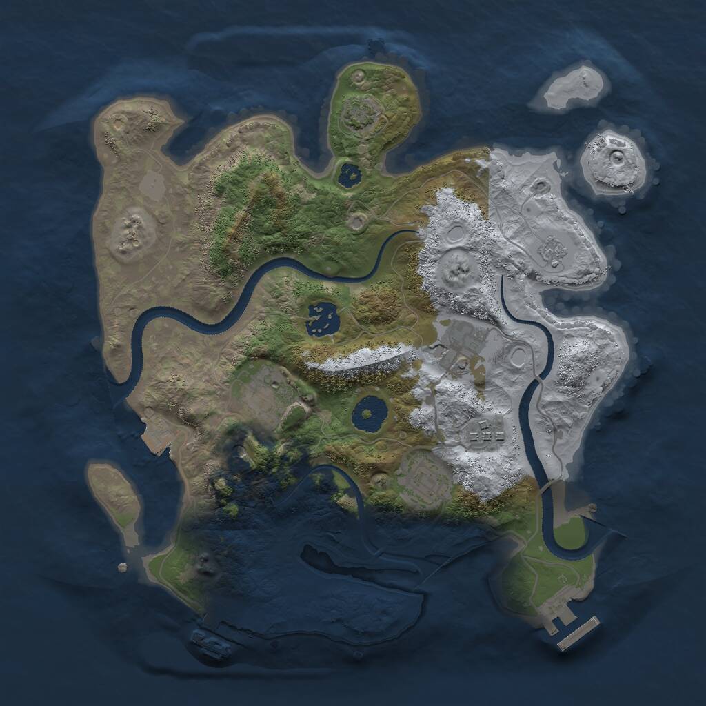 Rust Map: Procedural Map, Size: 3000, Seed: 1446777764, 11 Monuments