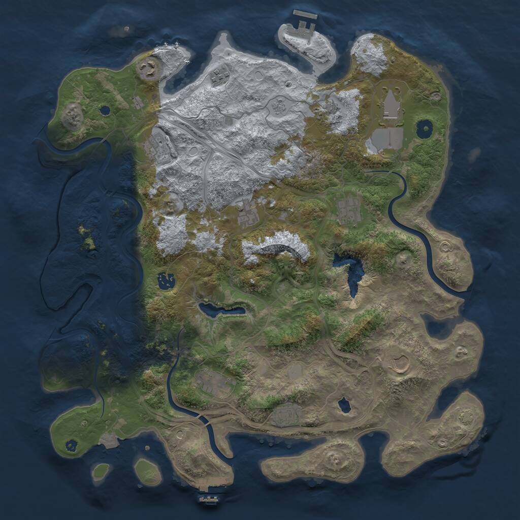 Rust Map: Procedural Map, Size: 4300, Seed: 1827579680, 17 Monuments