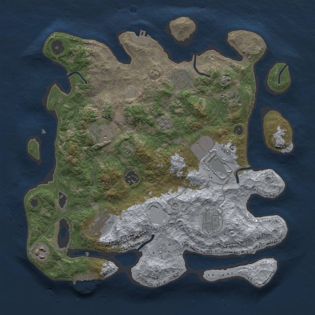 Rust Map: Procedural Map, Size: 3500, Seed: 1740274120, 18 Monuments