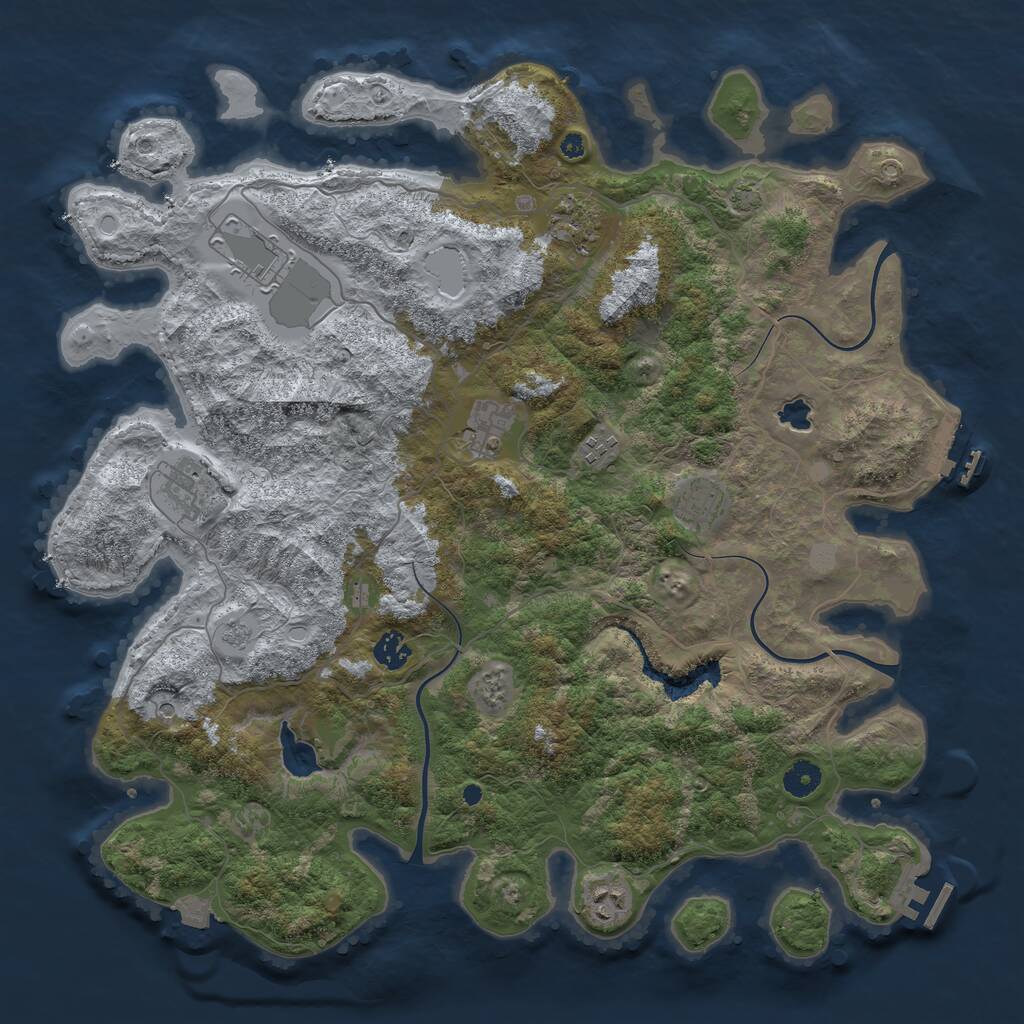 Rust Map: Procedural Map, Size: 4216, Seed: 131323213, 14 Monuments