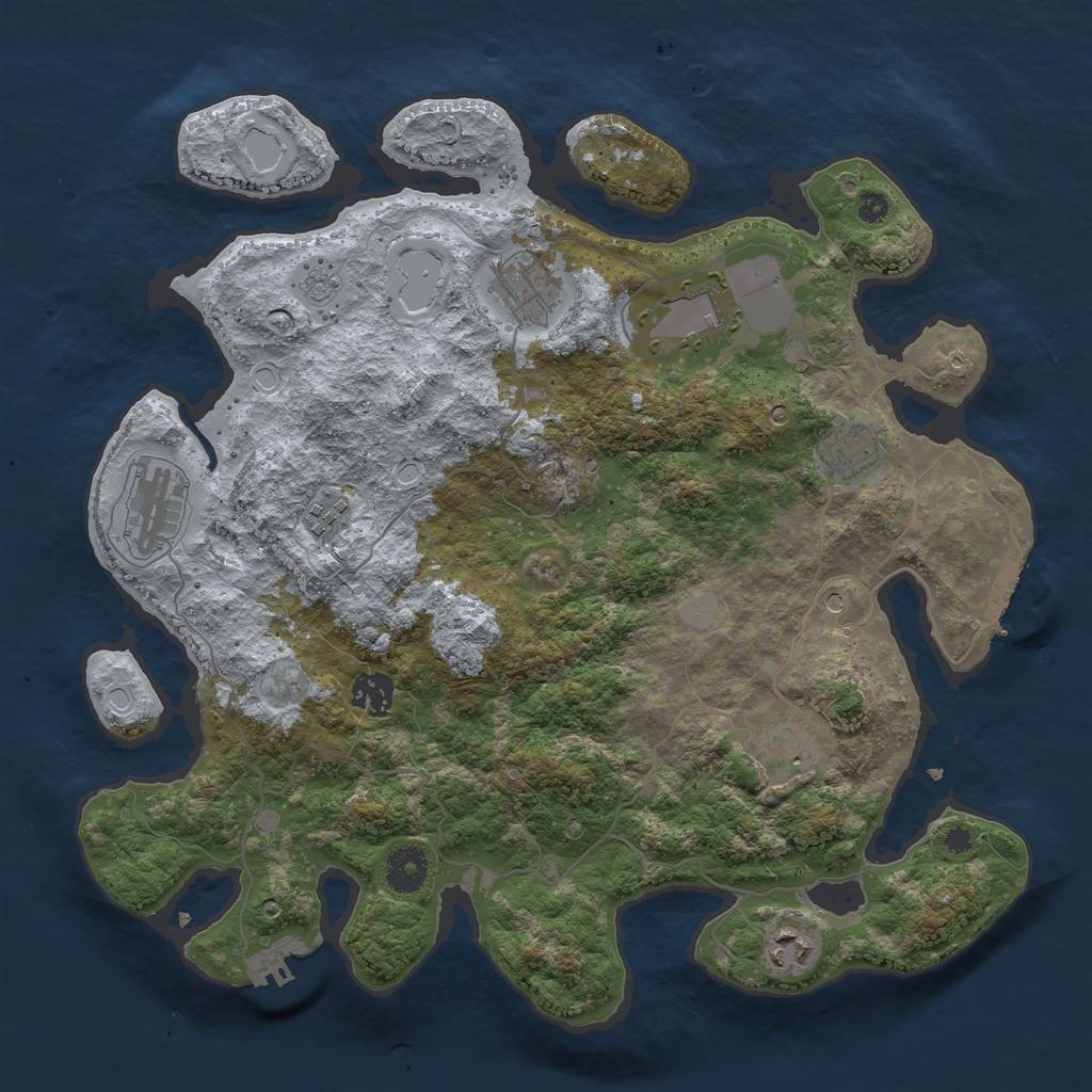 Rust Map: Procedural Map, Size: 3700, Seed: 127002508, 17 Monuments