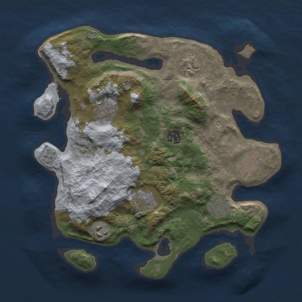 Rust Map: Barren, Size: 3200, Seed: 583112, 11 Monuments