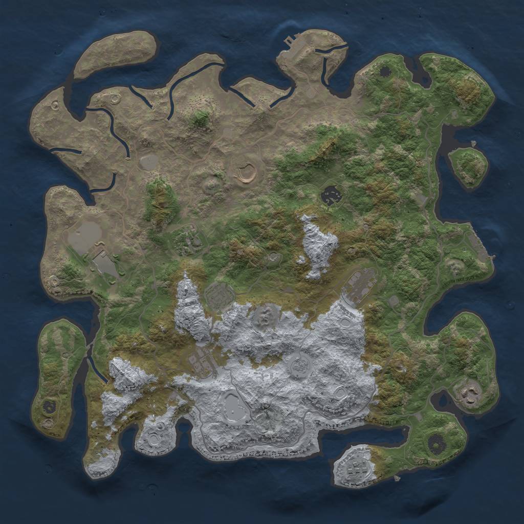 Rust Map: Procedural Map, Size: 4096, Seed: 381878973, 18 Monuments