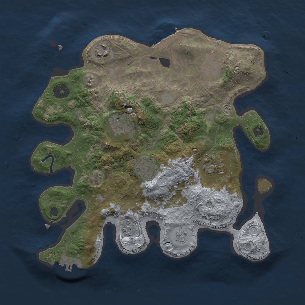 Rust Map: Procedural Map, Size: 3000, Seed: 91721, 14 Monuments