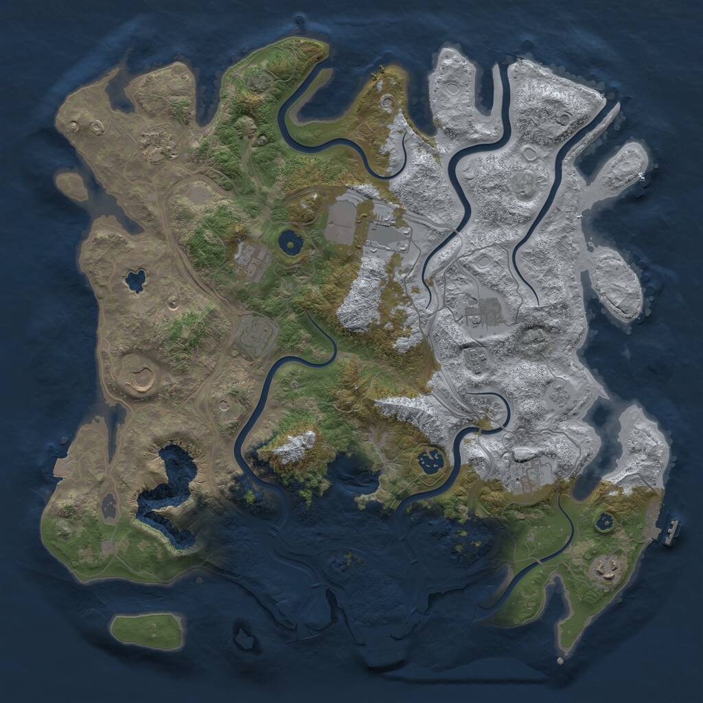 Rust Map: Procedural Map, Size: 4300, Seed: 8346721, 16 Monuments