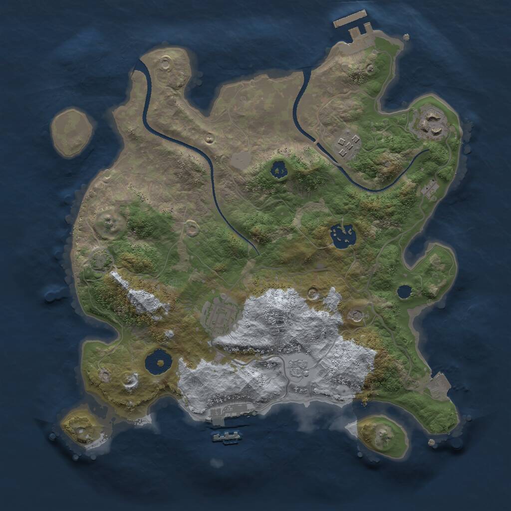 Rust Map: Procedural Map, Size: 3000, Seed: 513670770, 10 Monuments