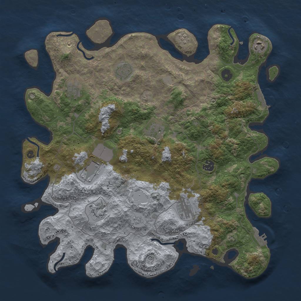 Rust Map: Procedural Map, Size: 4000, Seed: 1489761265, 18 Monuments