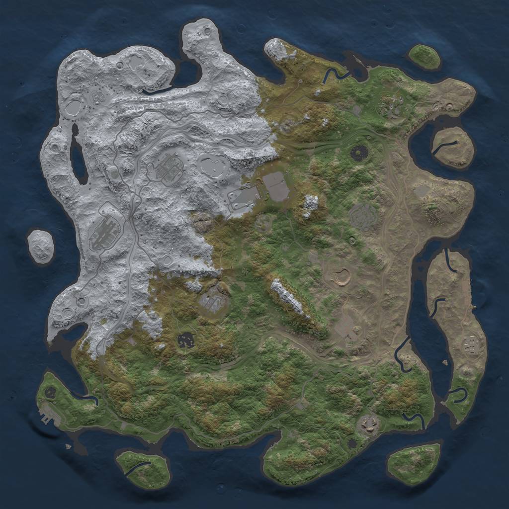 Rust Map: Procedural Map, Size: 4500, Seed: 2205, 20 Monuments