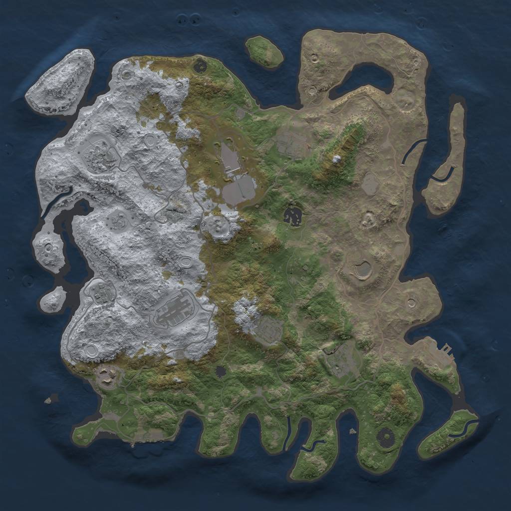 Rust Map: Procedural Map, Size: 4000, Seed: 617173013, 19 Monuments