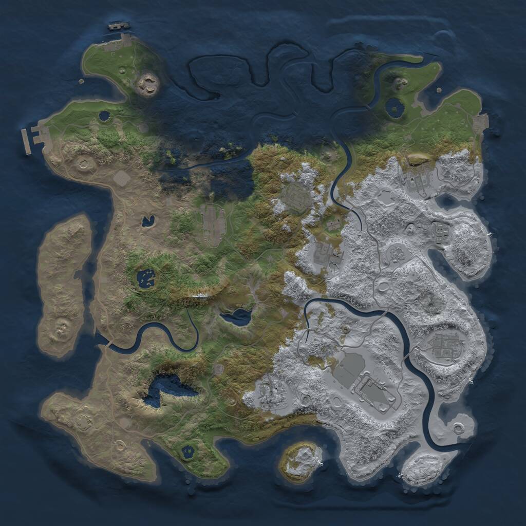 Rust Map: Procedural Map, Size: 4096, Seed: 432534435, 16 Monuments