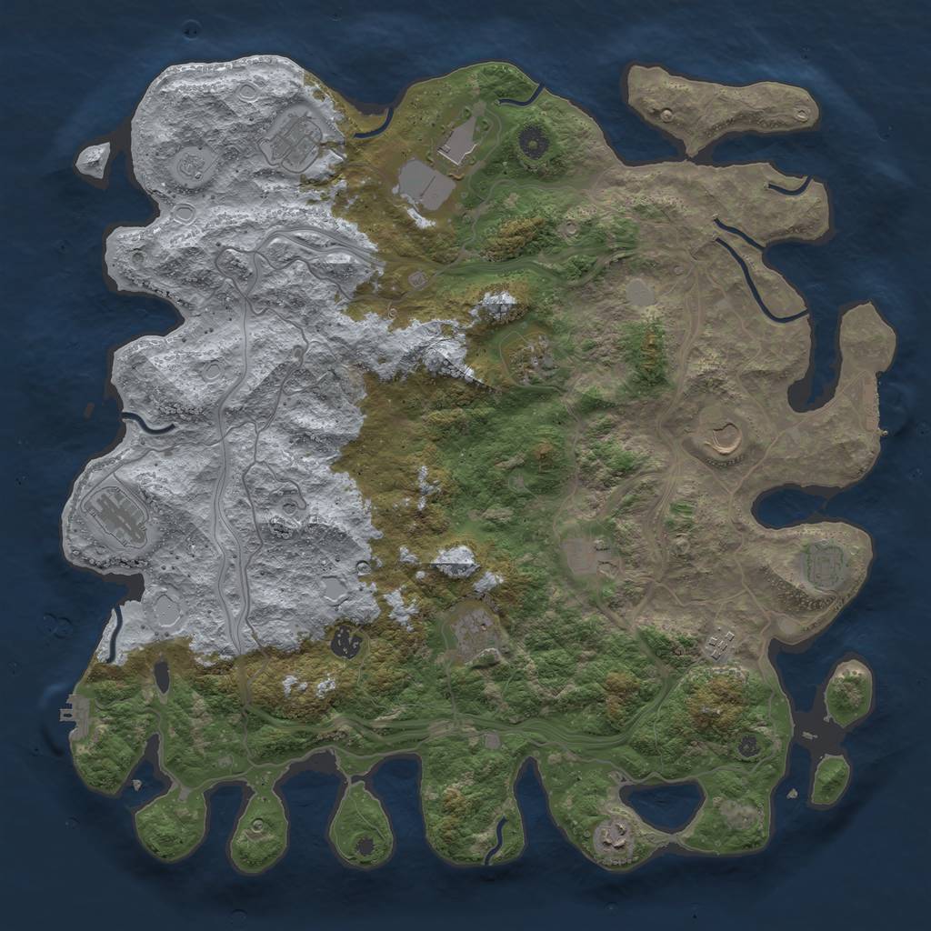 Rust Map: Procedural Map, Size: 4500, Seed: 1101859999, 20 Monuments