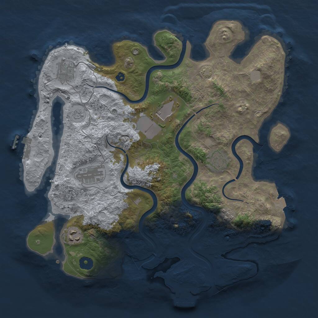 Rust Map: Procedural Map, Size: 3500, Seed: 834213952, 11 Monuments