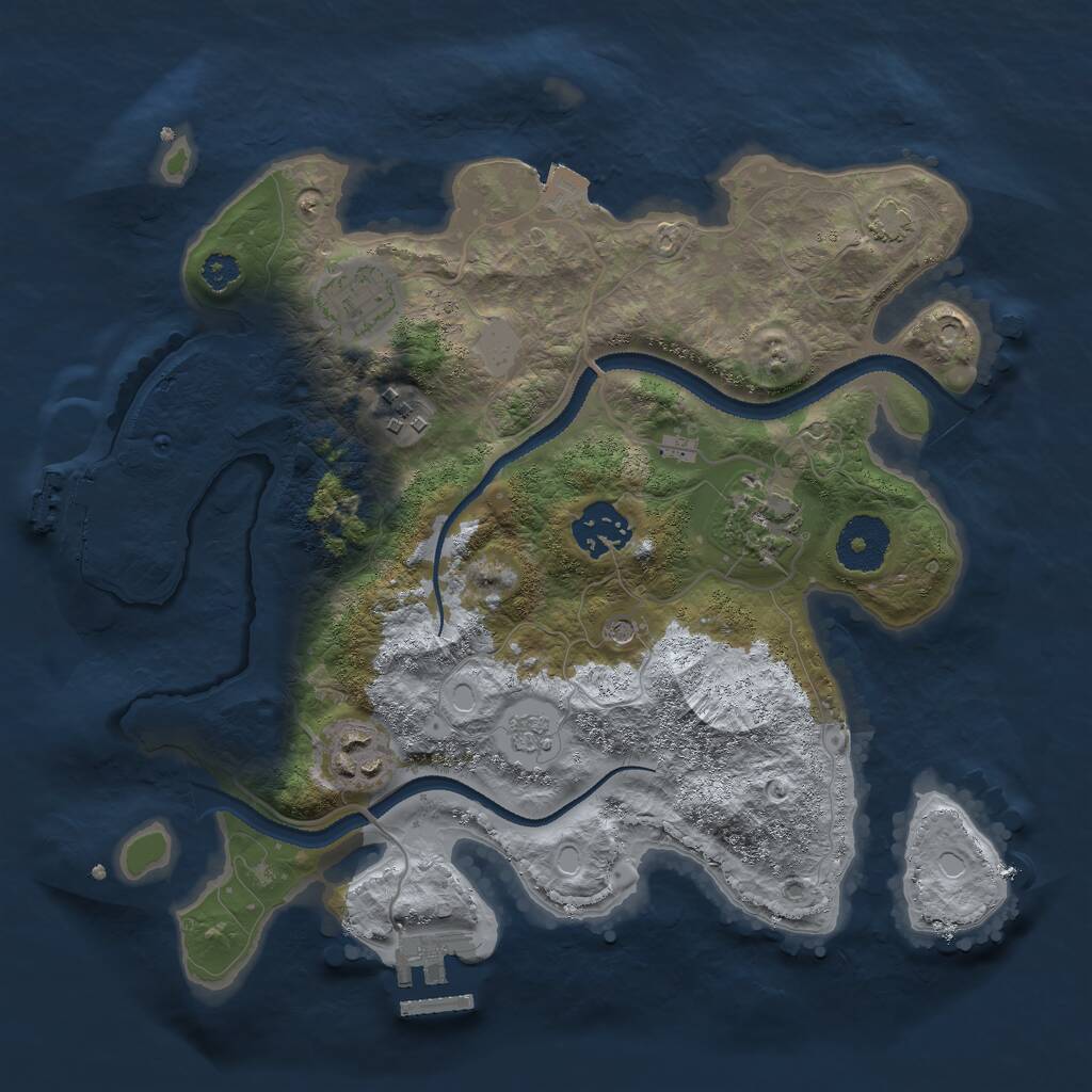 Rust Map: Procedural Map, Size: 3000, Seed: 658199799, 11 Monuments