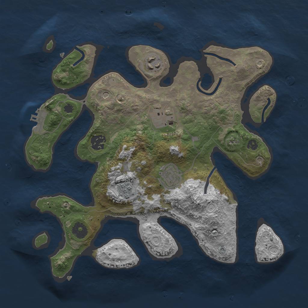 Rust Map: Procedural Map, Size: 3000, Seed: 658199799, 12 Monuments