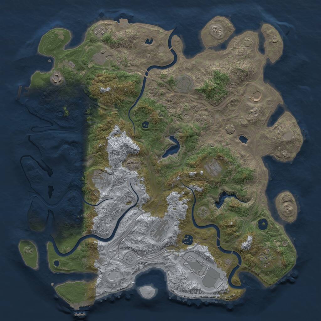 Rust Map: Procedural Map, Size: 4500, Seed: 84586184, 17 Monuments