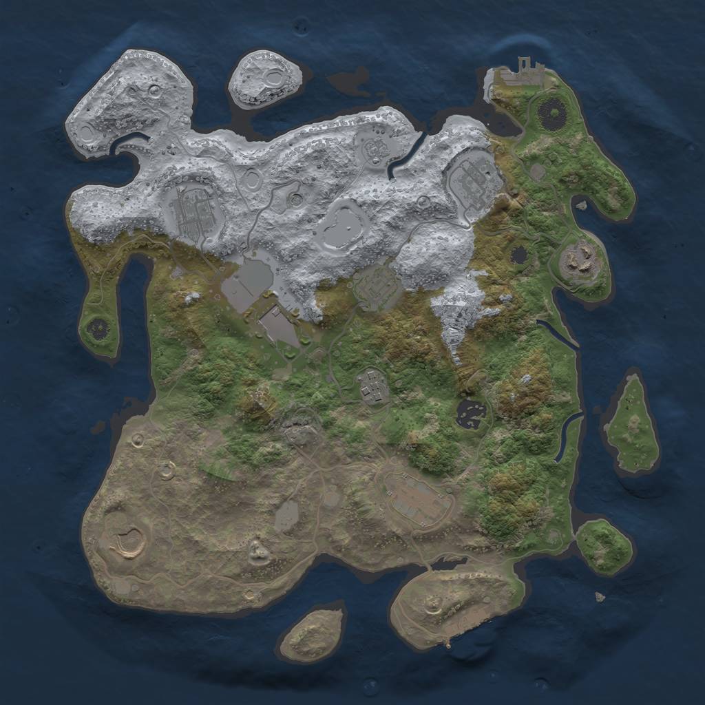 Rust Map: Procedural Map, Size: 3500, Seed: 43324, 18 Monuments