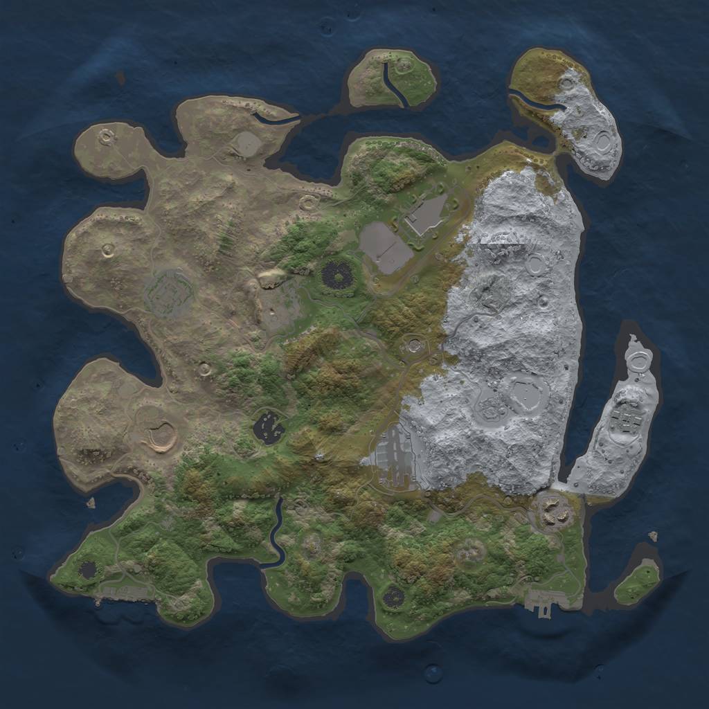 Rust Map: Procedural Map, Size: 3500, Seed: 441321, 17 Monuments