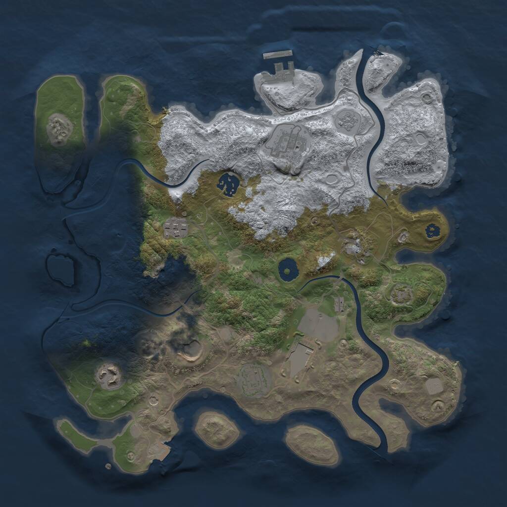 Rust Map: Procedural Map, Size: 3500, Seed: 965910079, 13 Monuments