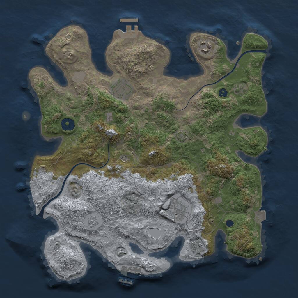 Rust Map: Procedural Map, Size: 3341, Seed: 95845, 10 Monuments