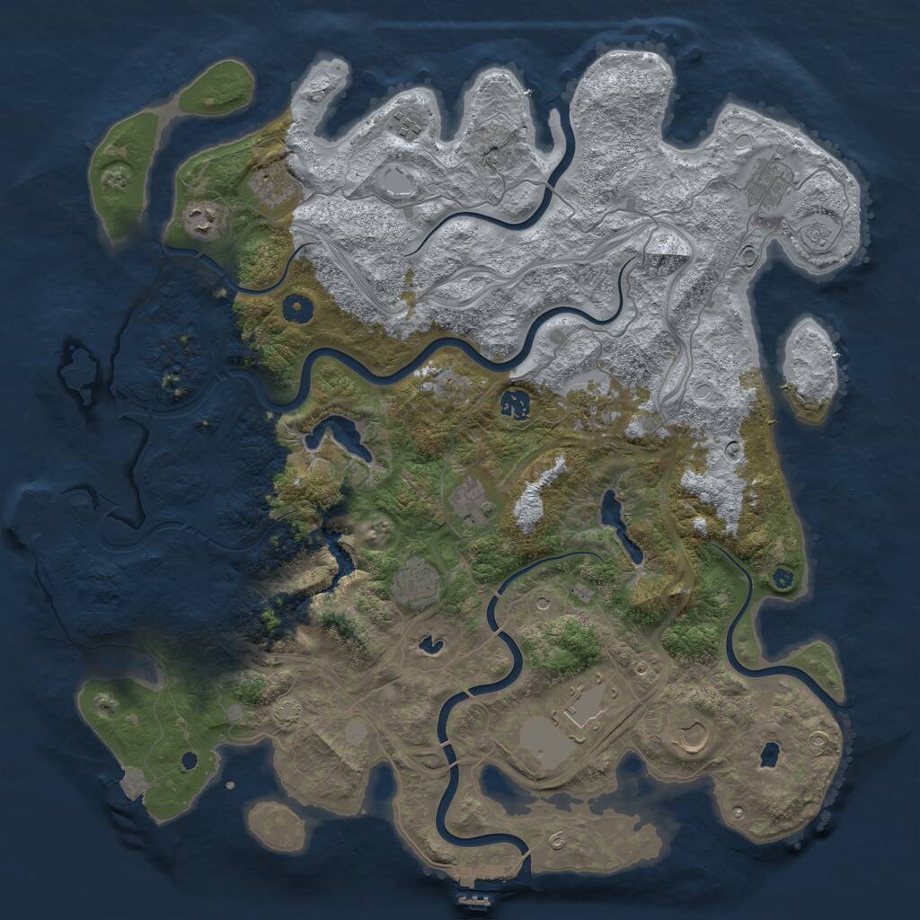 Rust Map: Procedural Map, Size: 4500, Seed: 51702, 16 Monuments