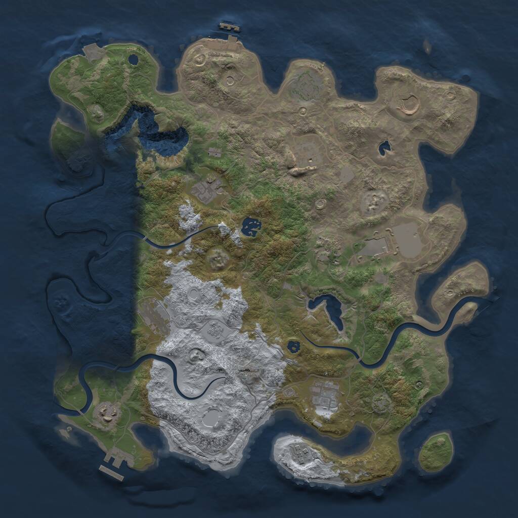 Rust Map: Procedural Map, Size: 4000, Seed: 223097159, 17 Monuments