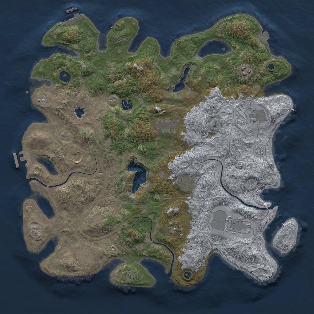 Rust Map: Procedural Map, Size: 4250, Seed: 1166302609, 16 Monuments