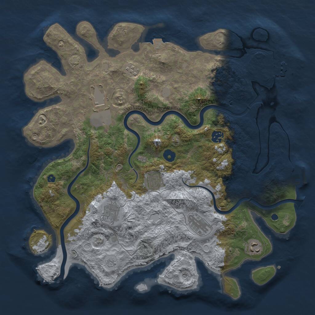 Rust Map: Procedural Map, Size: 3900, Seed: 65487, 13 Monuments