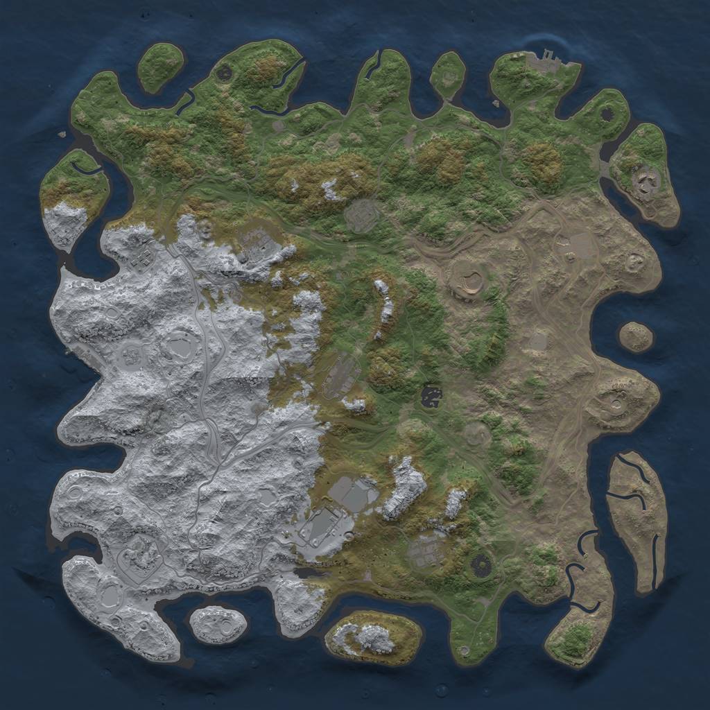 Rust Map: Procedural Map, Size: 4850, Seed: 1013939390, 20 Monuments