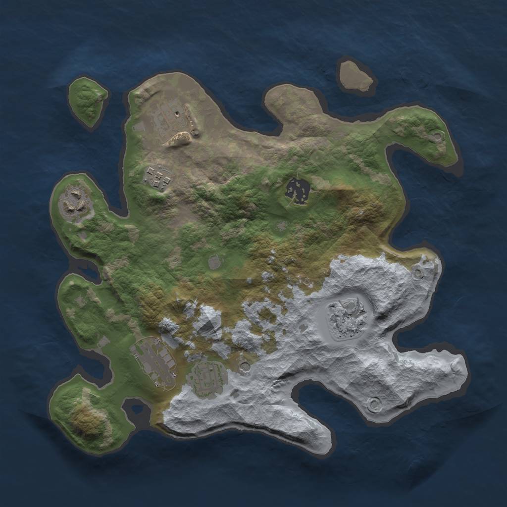 Rust Map: Barren, Size: 3000, Seed: 469289605, 10 Monuments