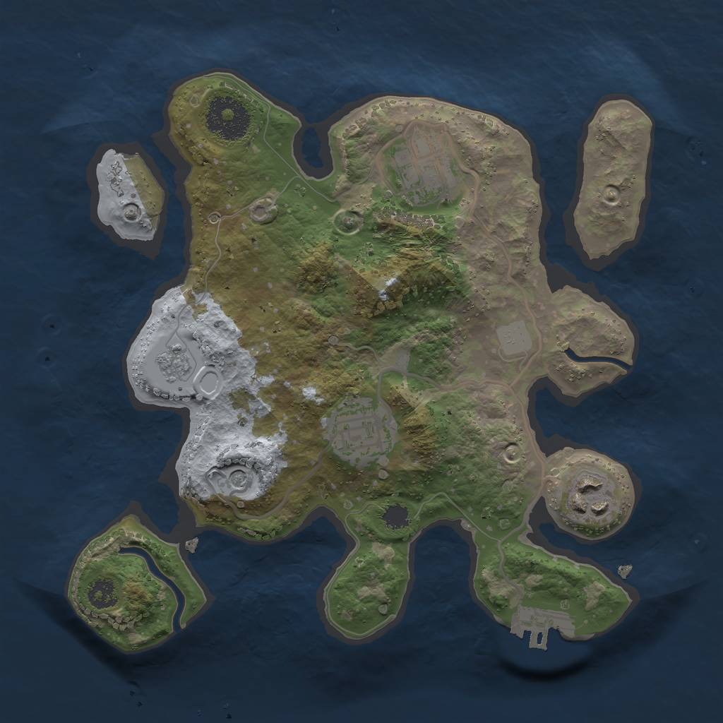 Rust Map: Procedural Map, Size: 2500, Seed: 1134, 11 Monuments