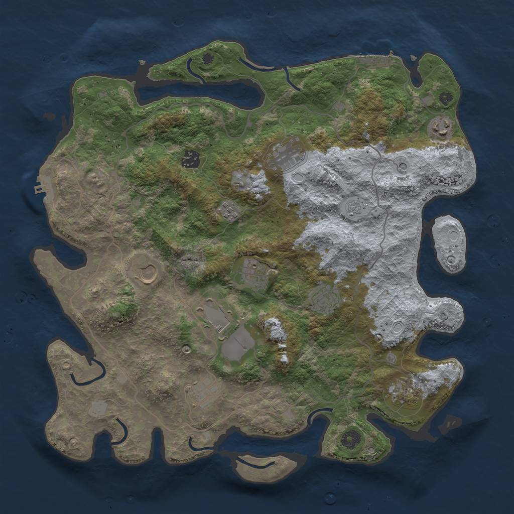 Rust Map: Procedural Map, Size: 4000, Seed: 1021410327, 19 Monuments