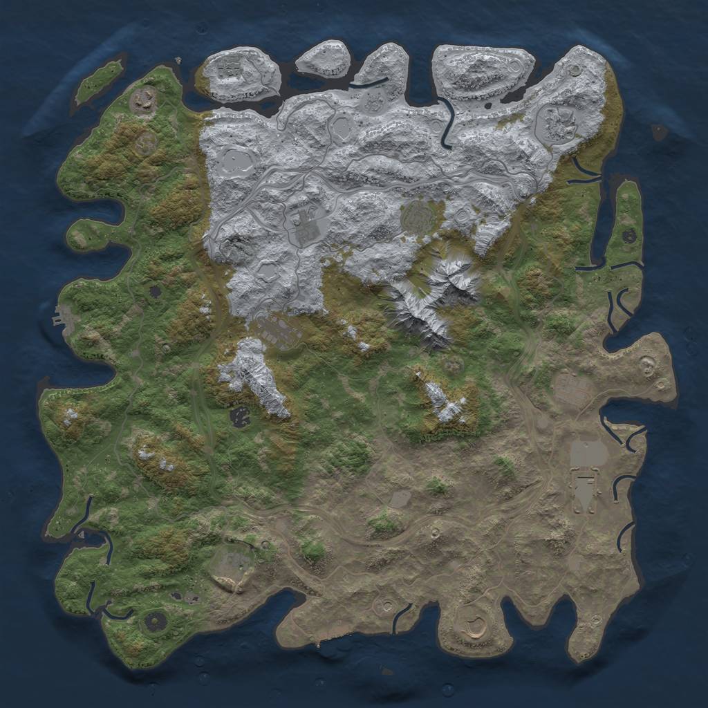 Rust Map: Procedural Map, Size: 5000, Seed: 1642876080, 20 Monuments