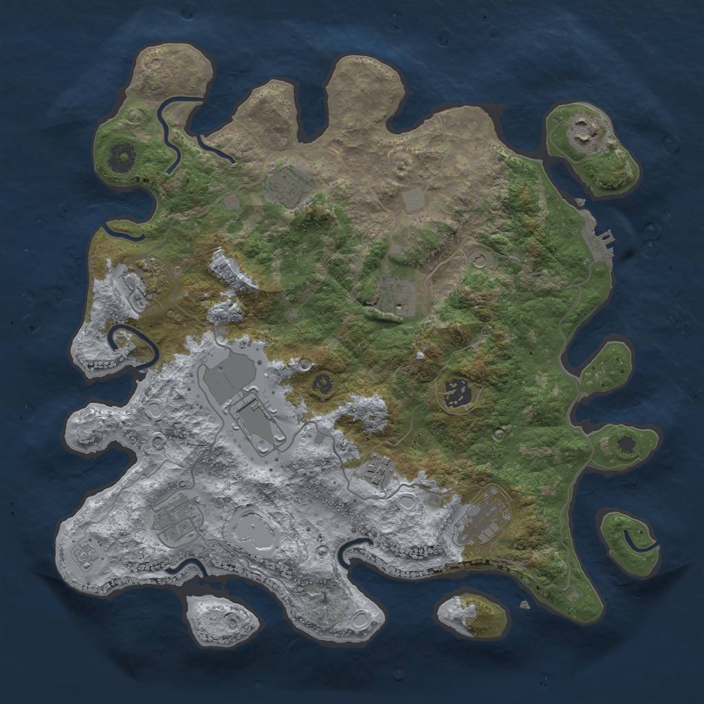 Rust Map: Procedural Map, Size: 3600, Seed: 609385, 17 Monuments