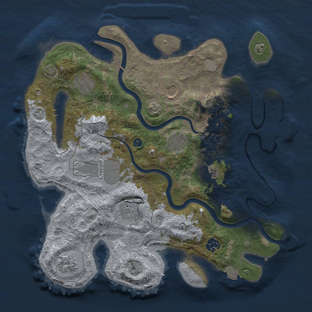 Rust Map: Procedural Map, Size: 3500, Seed: 153667945, 14 Monuments