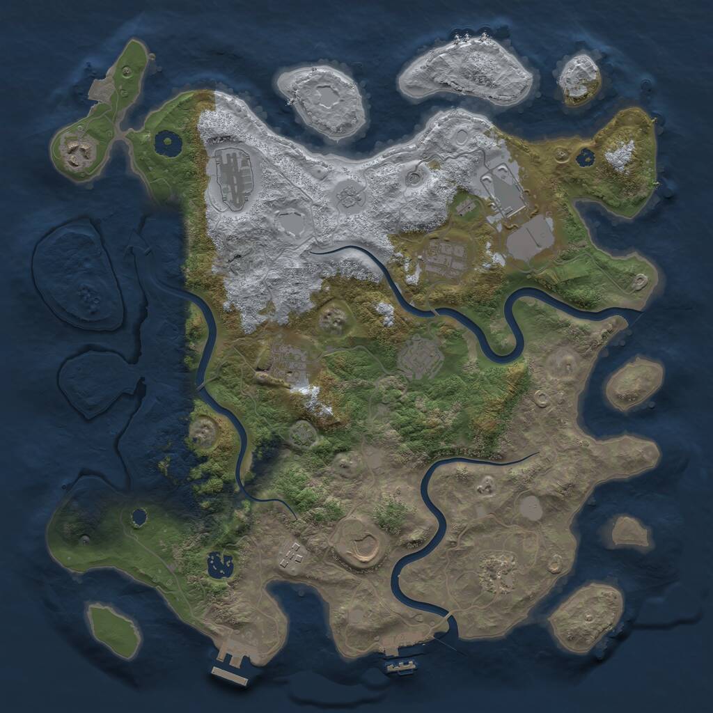 Rust Map: Procedural Map, Size: 3900, Seed: 1127648390, 16 Monuments