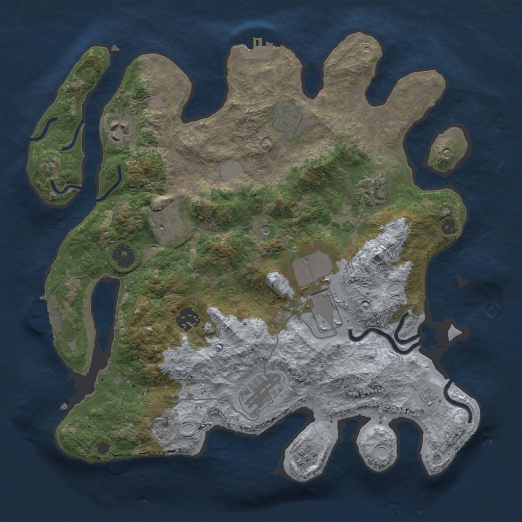 Rust Map: Procedural Map, Size: 3500, Seed: 747489332, 17 Monuments