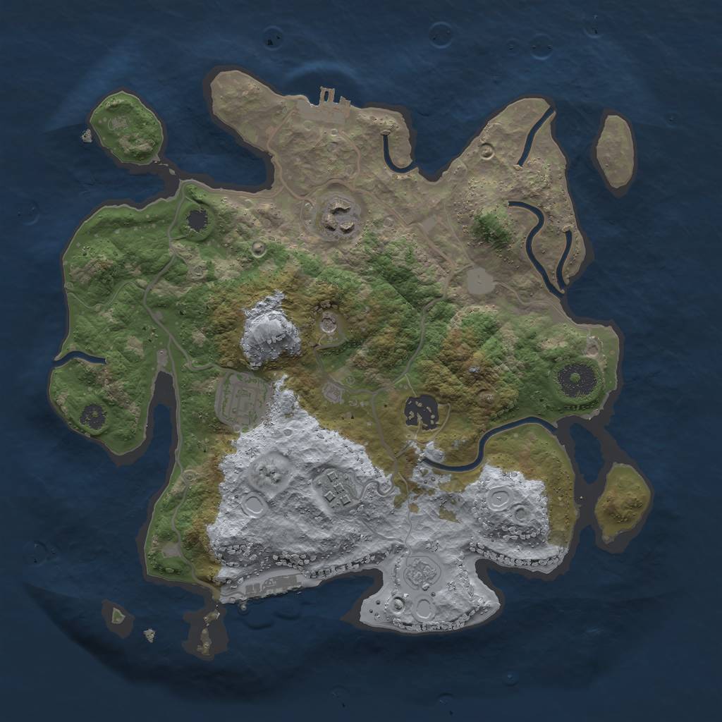 Rust Map: Procedural Map, Size: 3000, Seed: 2146283617, 13 Monuments