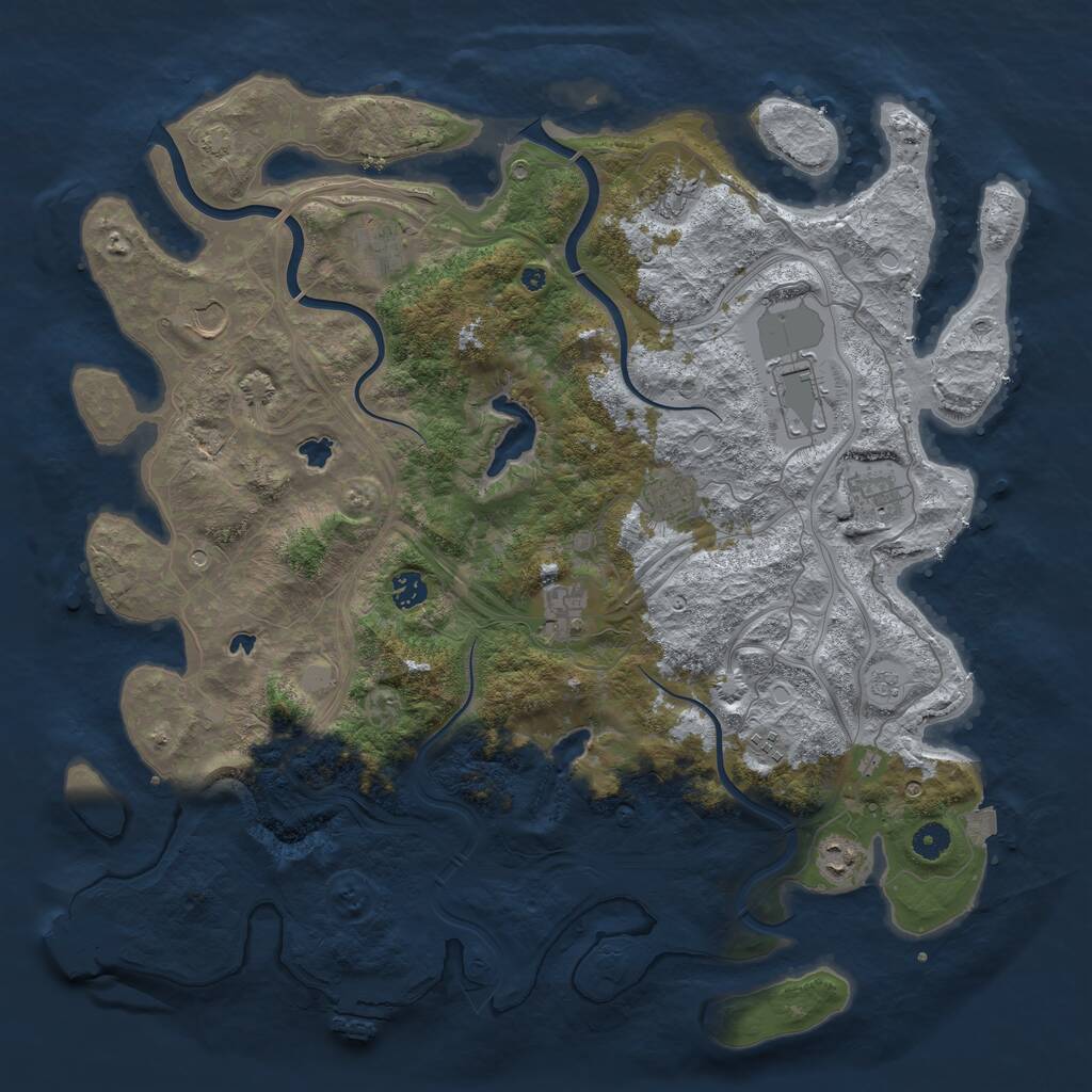 Rust Map: Procedural Map, Size: 4500, Seed: 1609192336, 16 Monuments