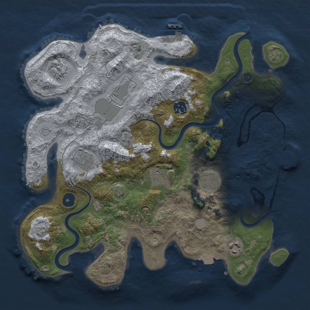 Rust Map: Procedural Map, Size: 3500, Seed: 8967, 14 Monuments