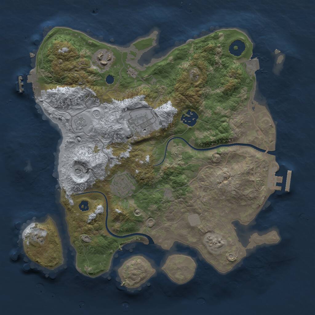 Rust Map: Procedural Map, Size: 3000, Seed: 25482, 9 Monuments