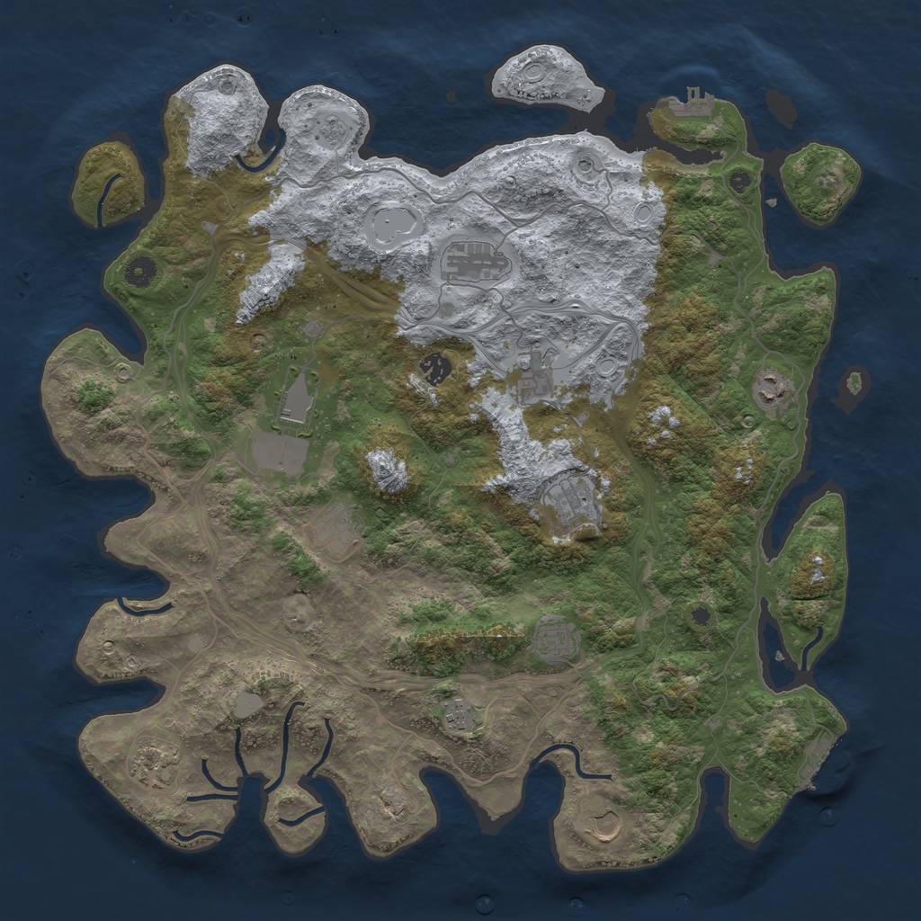 Rust Map: Procedural Map, Size: 4500, Seed: 218141462, 20 Monuments
