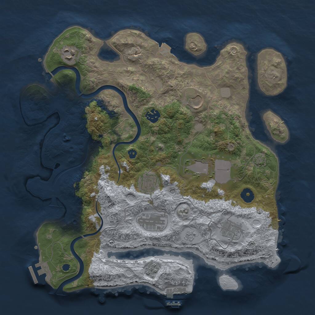 Rust Map: Procedural Map, Size: 3500, Seed: 231912896, 14 Monuments