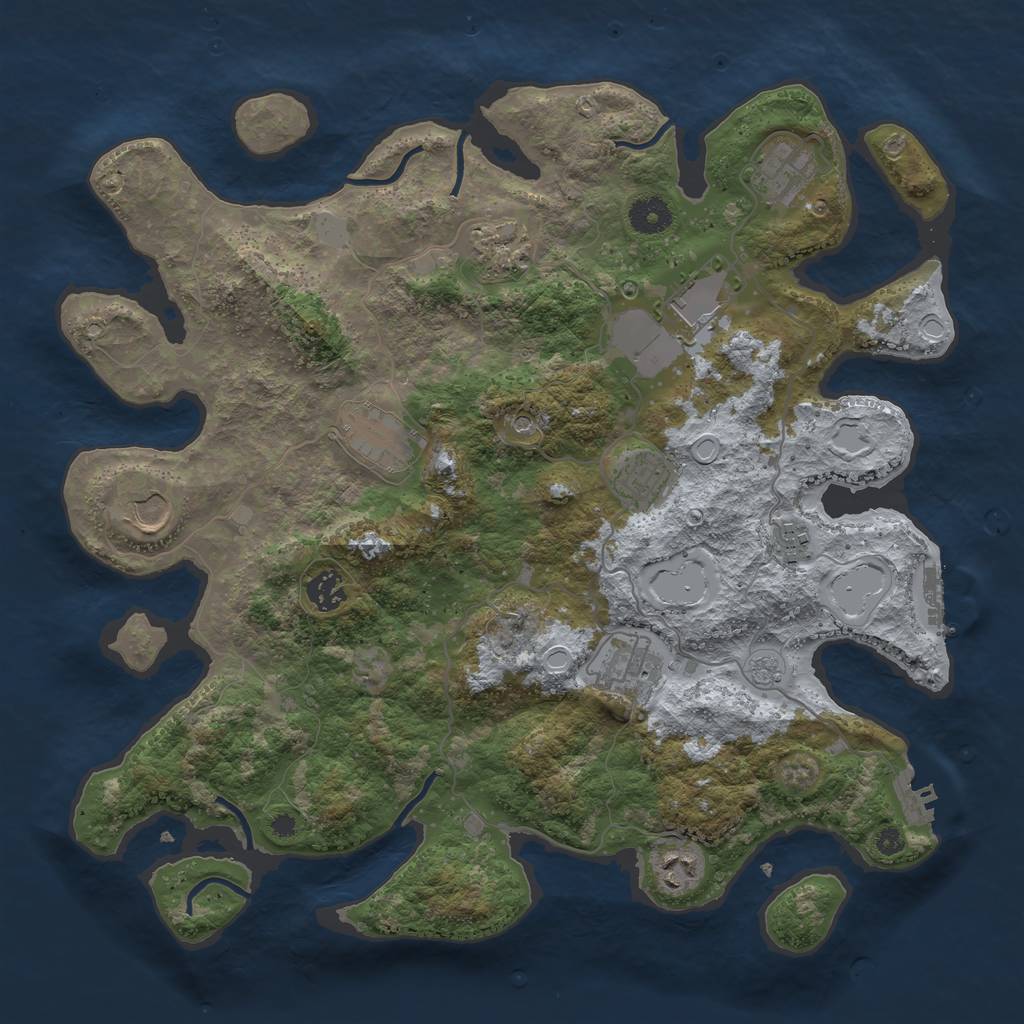 Rust Map: Procedural Map, Size: 3850, Seed: 37569427, 19 Monuments