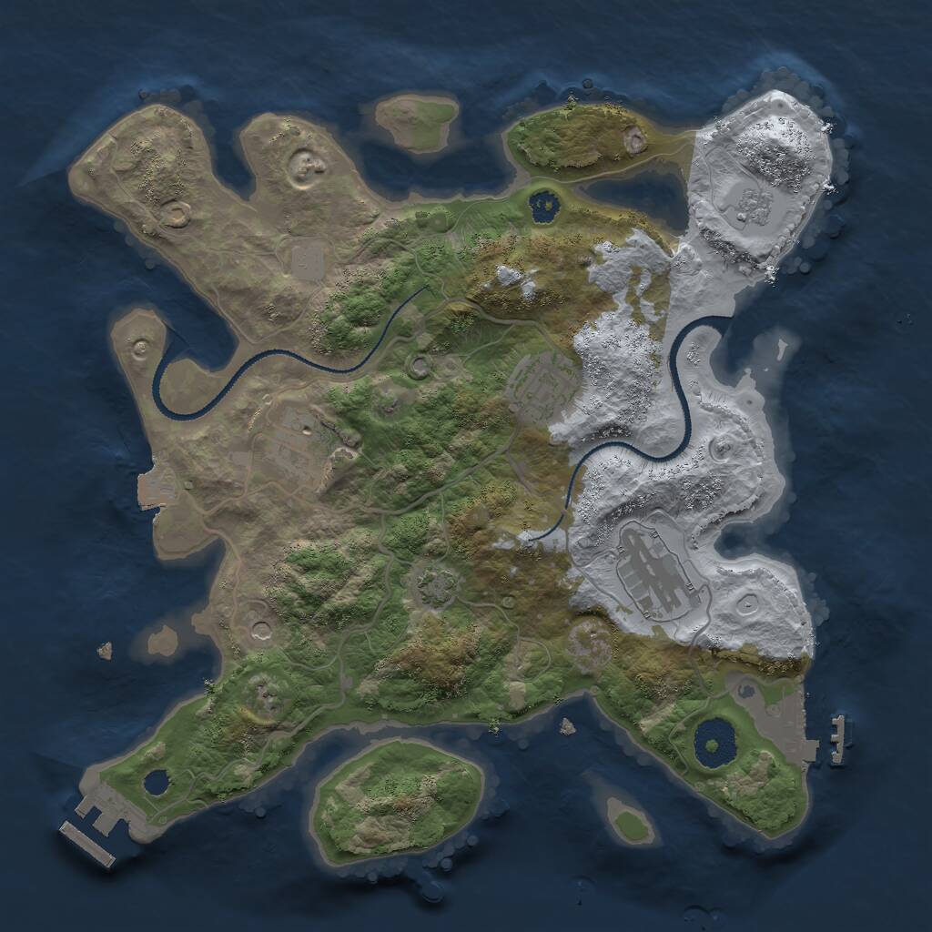 Rust Map: Procedural Map, Size: 3000, Seed: 71637, 9 Monuments