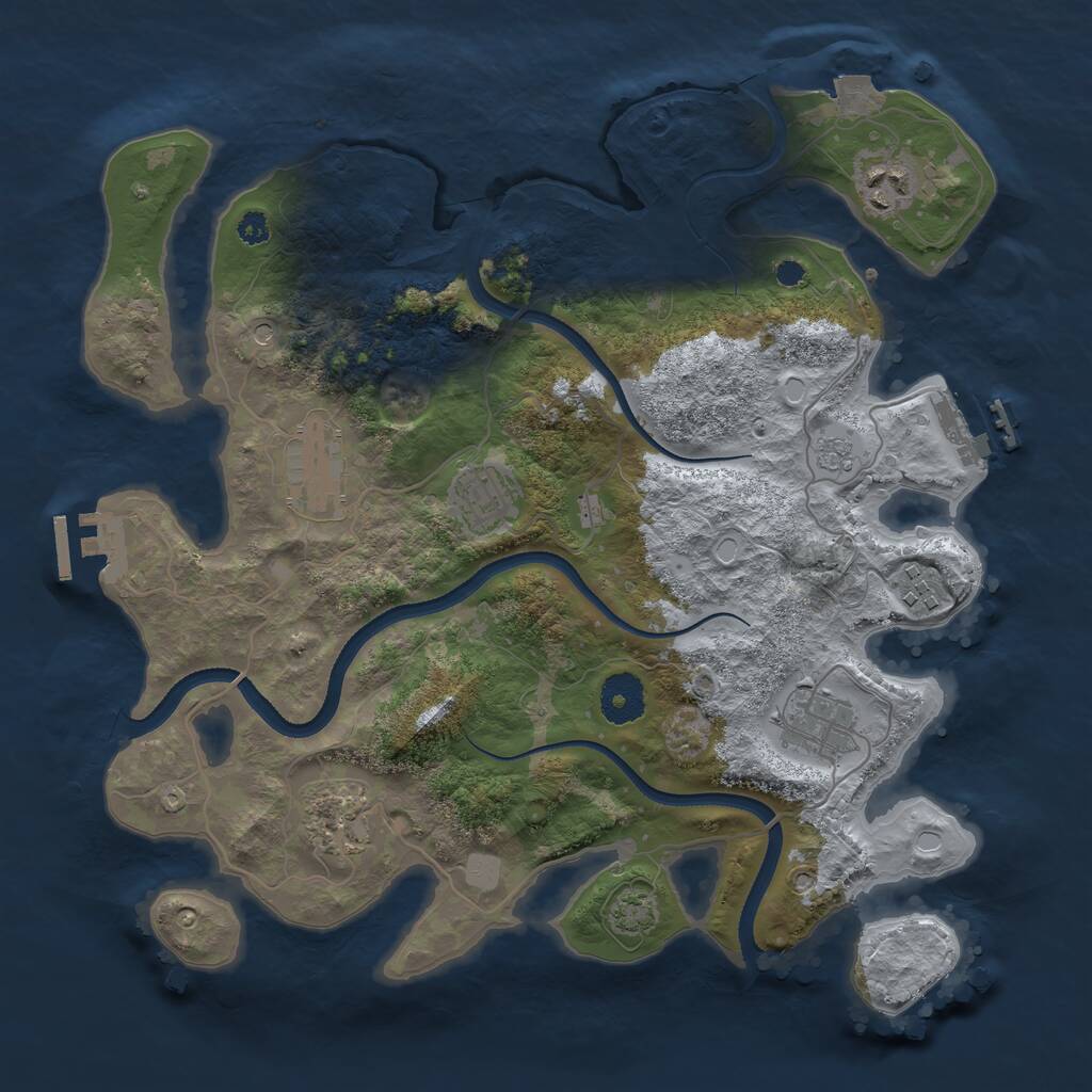 Rust Map: Procedural Map, Size: 3400, Seed: 66133757, 12 Monuments